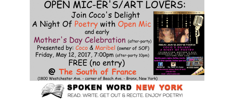 Coco’s Delight: A Night Of Poetry with Open Mic @ The South of France – Bronx