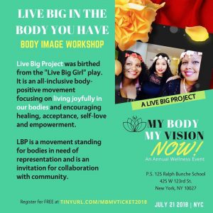 Live Big Girl July 21, 18 Body Image Workshop flyer